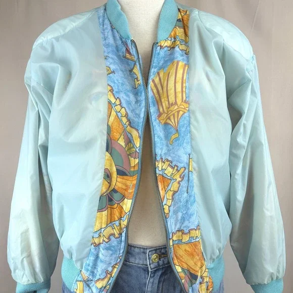 Vintage 80s MULBERRY STREET Womens (M) Bomber Jacket Coastal Aztec Sun mobwife - Picture 10 of 10